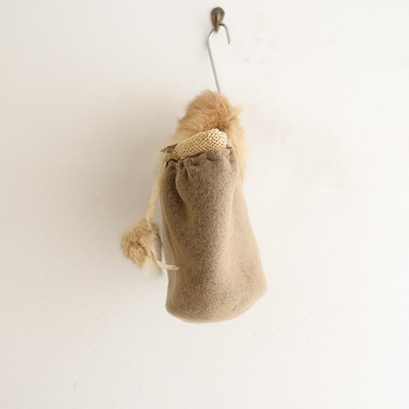 エバゴス ebagos *P＋ウマ＋サル＝？ ウール手提げバッグ*ベージュ被せ