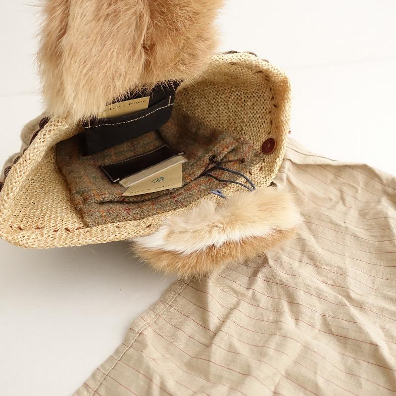 エバゴス ebagos *P＋ウマ＋サル＝？ ウール手提げバッグ*ベージュ被せ