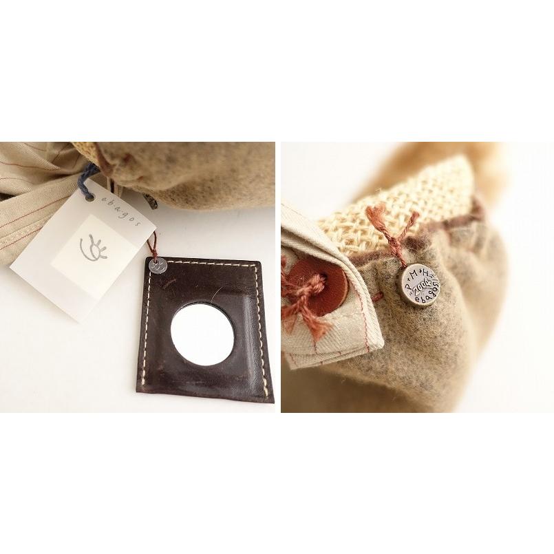 エバゴス ebagos *P＋ウマ＋サル＝？ ウール手提げバッグ*ベージュ被せ