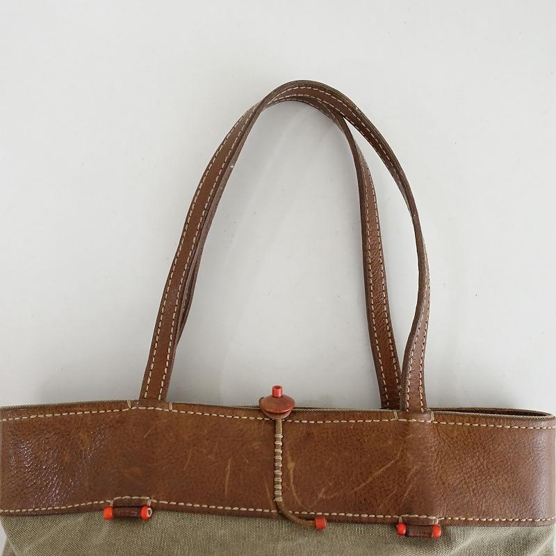 アンリクイール　ダークブラウン レザー トートバッグ HENRY CUIR アンリークイール *レザー使いトートバッグ*手提げ