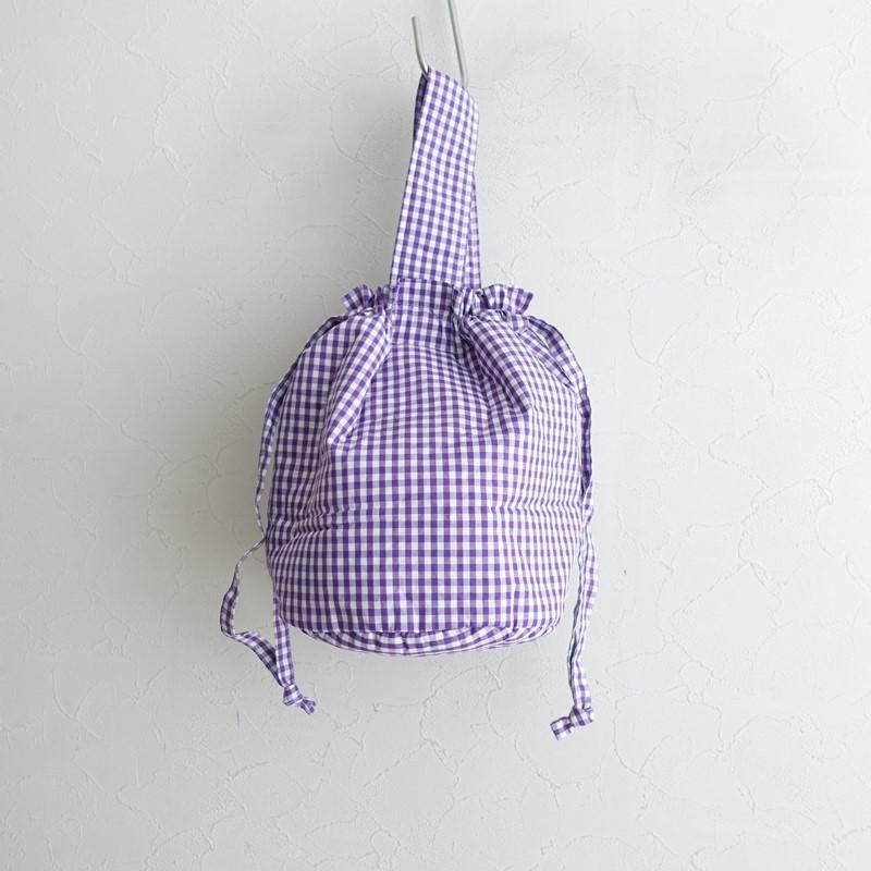 美品】アトリエエマウ atelier emau *チェック柄巾着バッグ*ギンガム 