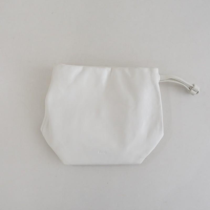 アエタ Aeta *COW KIP LEATHER POUCH S レザーポーチ*ホワイト革巾着