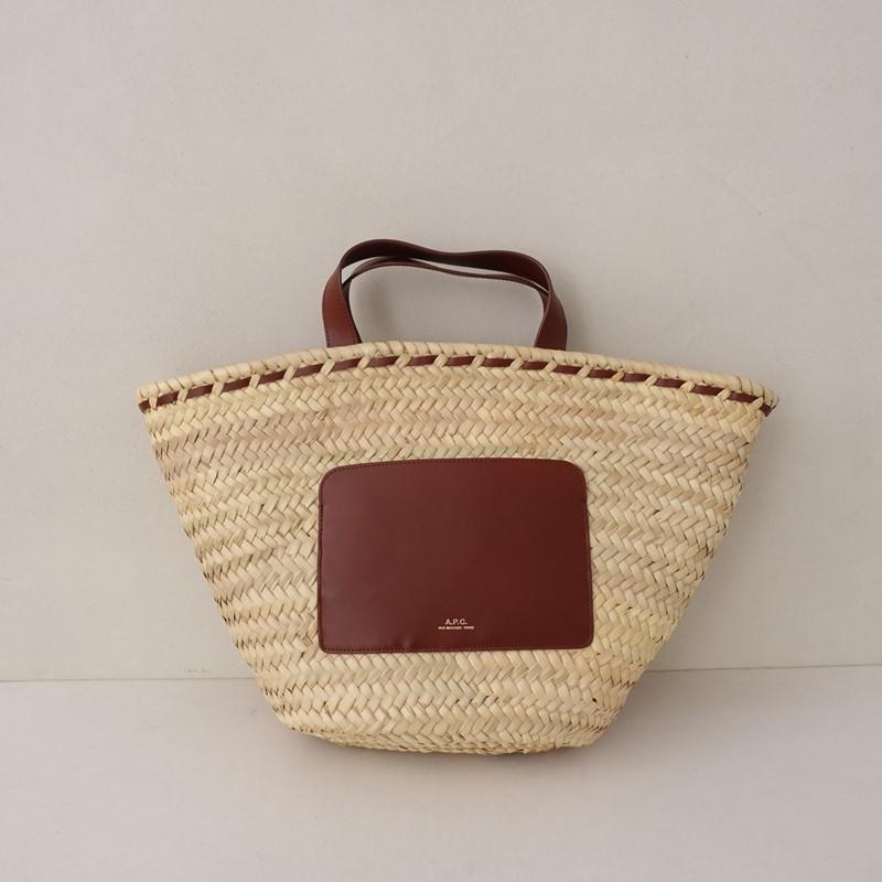 【未使用/定価4.6万】アーペーセー A.P.C. *PANIER ZOE SMALL かごバッグ*天然素材レザー革ショルダー2WEY(ba30-2604-217)【41E62】の画像
