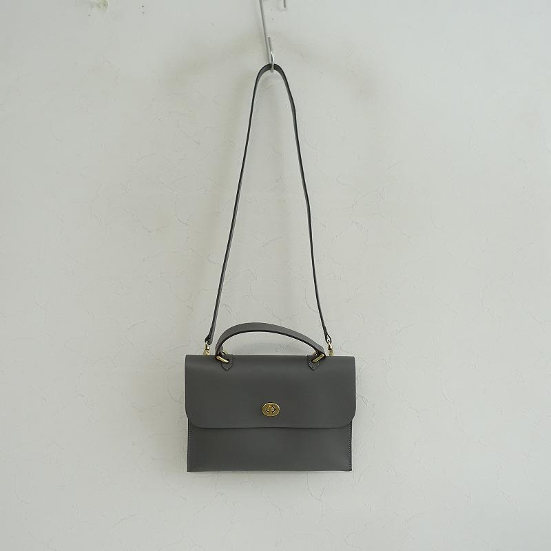 ミミ Mimi *Hebe レザーショルダーバッグ*かばん2way手提げ皮革グレー  