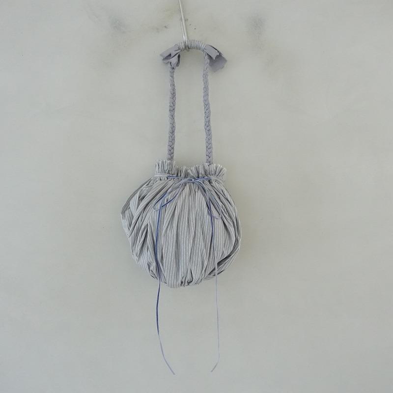 美品】ノルム nolum *terrier bag*かばんグレーストライプ巾着肩掛け 