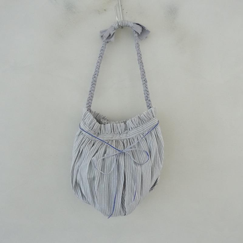 美品】ノルム nolum *terrier bag*かばんグレーストライプ巾着肩掛け 