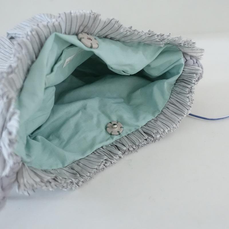 美品】ノルム nolum *terrier bag*かばんグレーストライプ巾着肩掛け 