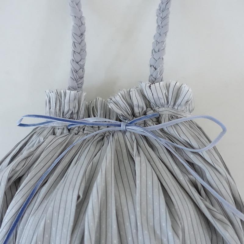 美品】ノルム nolum *terrier bag*かばんグレーストライプ巾着肩掛け 