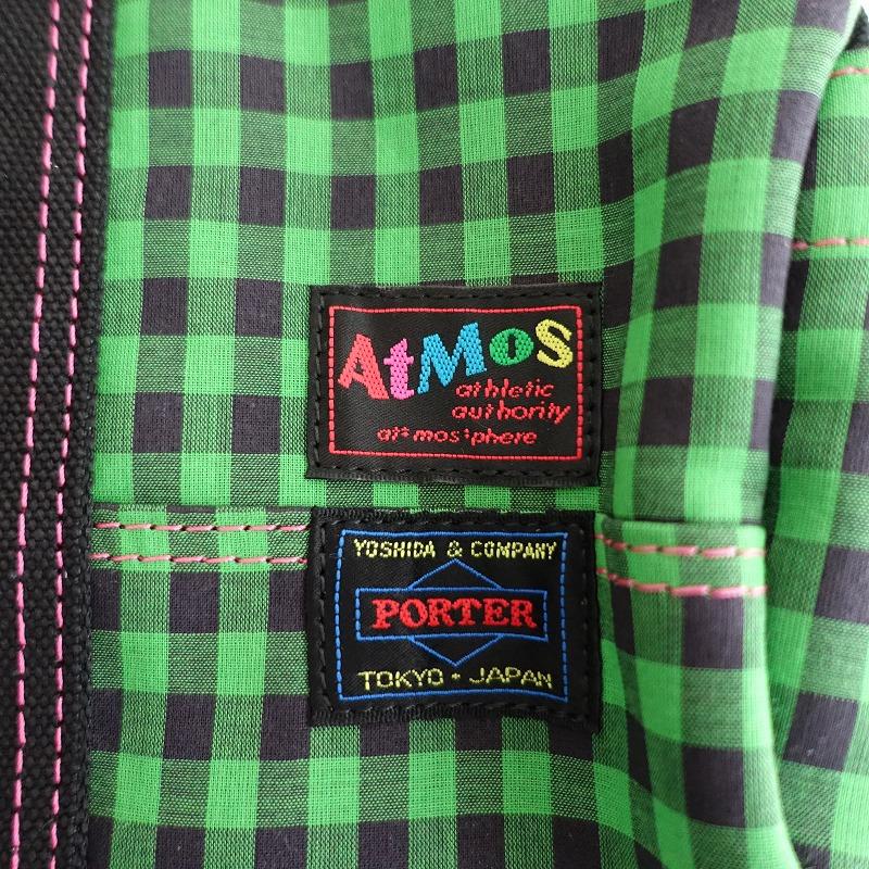 atmos×PORTER アトモス×ポーター チェック ボストンバッグ 美品】ポーター×アトモス PORTER×ATMOS*ボストンバッグ*2way肩掛け斜め