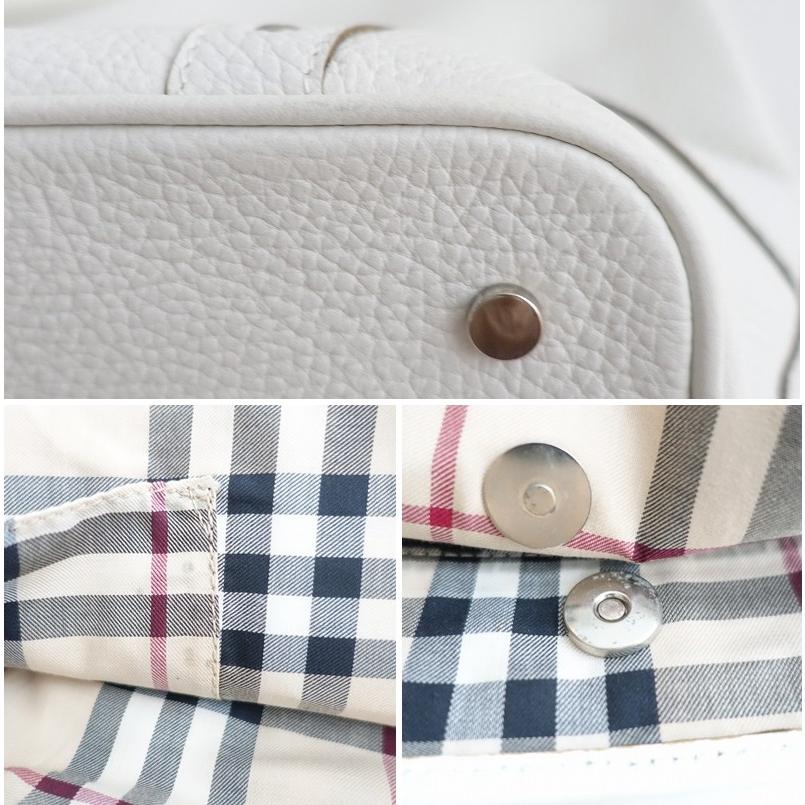 バーバリー BURBERRY *レザートートバッグ*かばん肩掛け皮革オフ白0625 