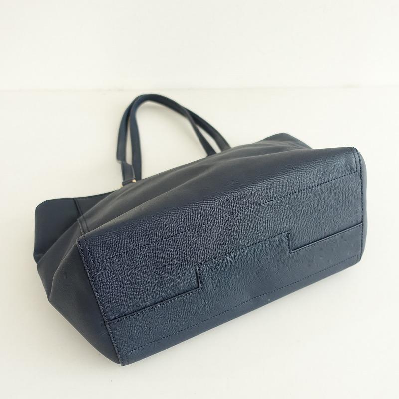 トリーバーチ TORY BURCH *トートバッグ*かばん肩掛けレザー皮革紺0725