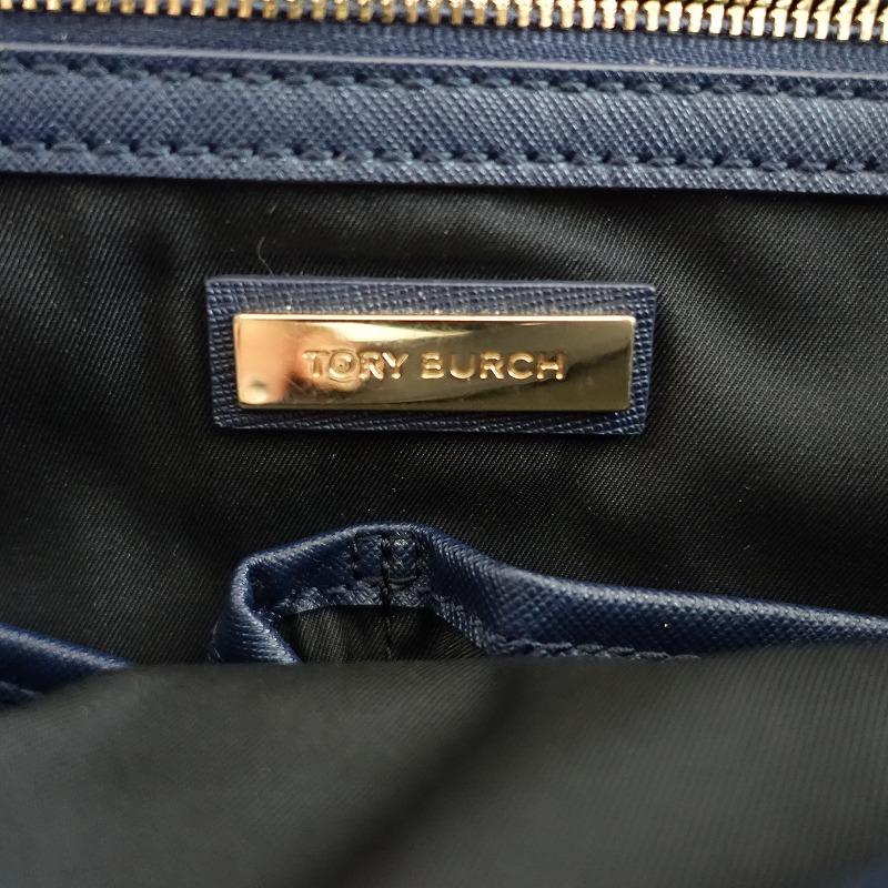 トリーバーチ TORY BURCH *トートバッグ*かばん肩掛けレザー皮革紺0725