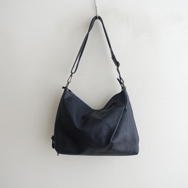 マザーハウス MOTHERHOUSE *レザーショルダーバッグ*かばん皮革紺0825