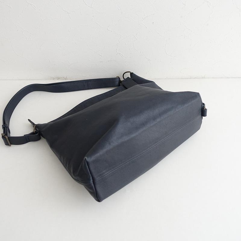 マザーハウス MOTHERHOUSE *レザーショルダーバッグ*かばん皮革紺0825
