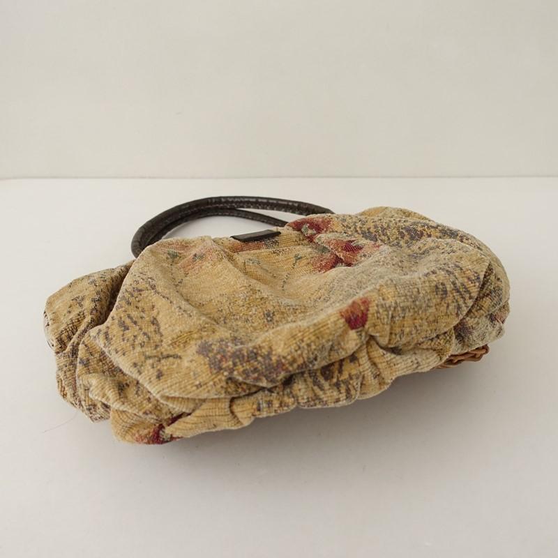 エバゴス ebagos *シェニール織バッグ*かばん肩掛け濃ベージュ系花柄