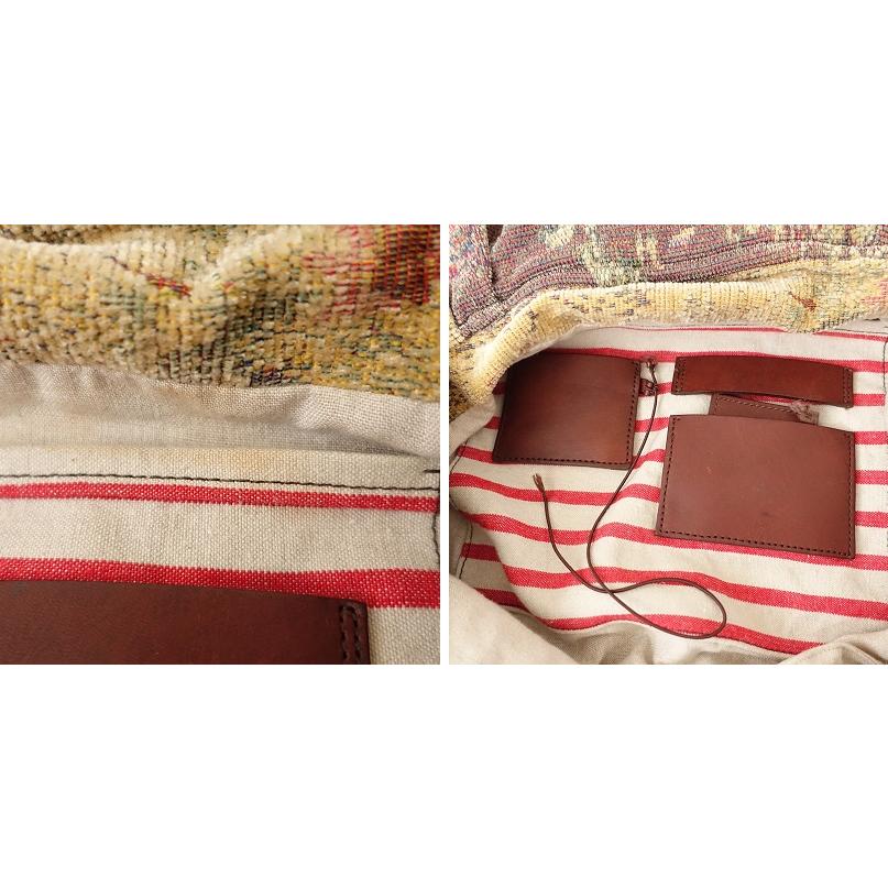 エバゴス ebagos *シェニール織バッグ*かばん肩掛け濃ベージュ系花柄