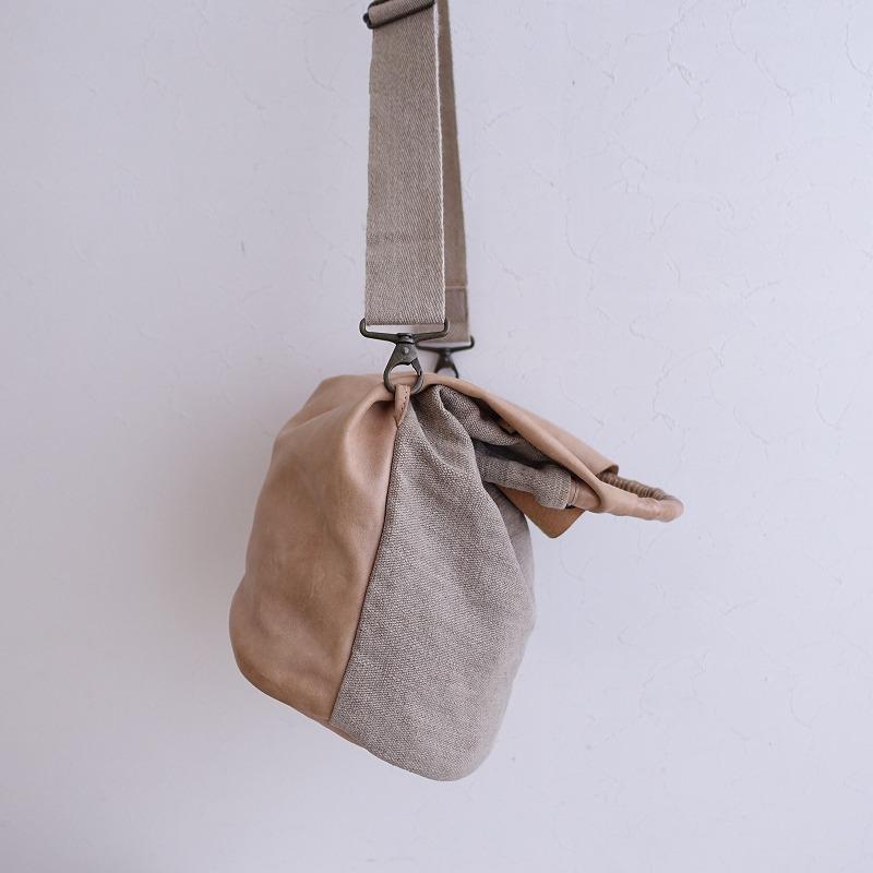 エバゴス ebagos *レザー×リネンキャンバス 切替ショルダーバッグ*鞄 