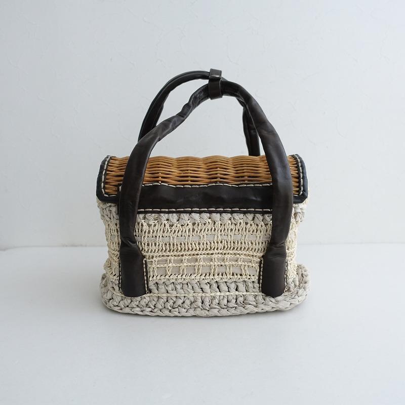 美品】エバゴス ebagos *裂き編みかごバッグ*カゴ籠バスケットかばん鞄 