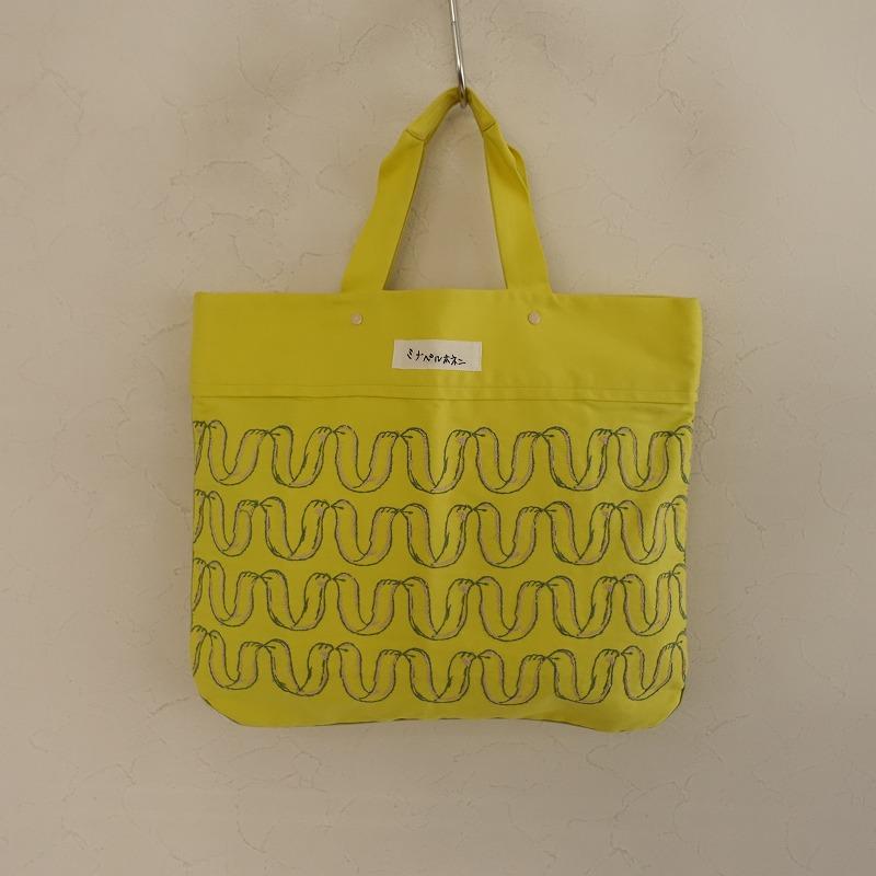 美品 ミナペルホネン レッスンバッグ ribbon mina perhonen ミナペルホネン *ribbon birdレッスンバッグ*黄色