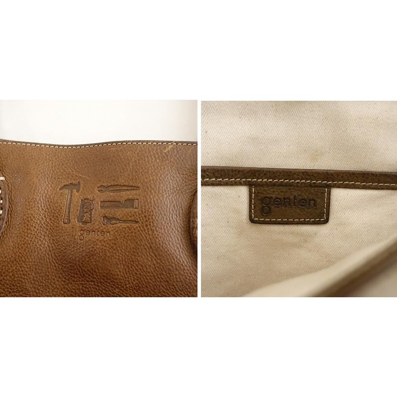 ゲンテン genten *工具ロゴレザートートバッグ*手提げブラウン