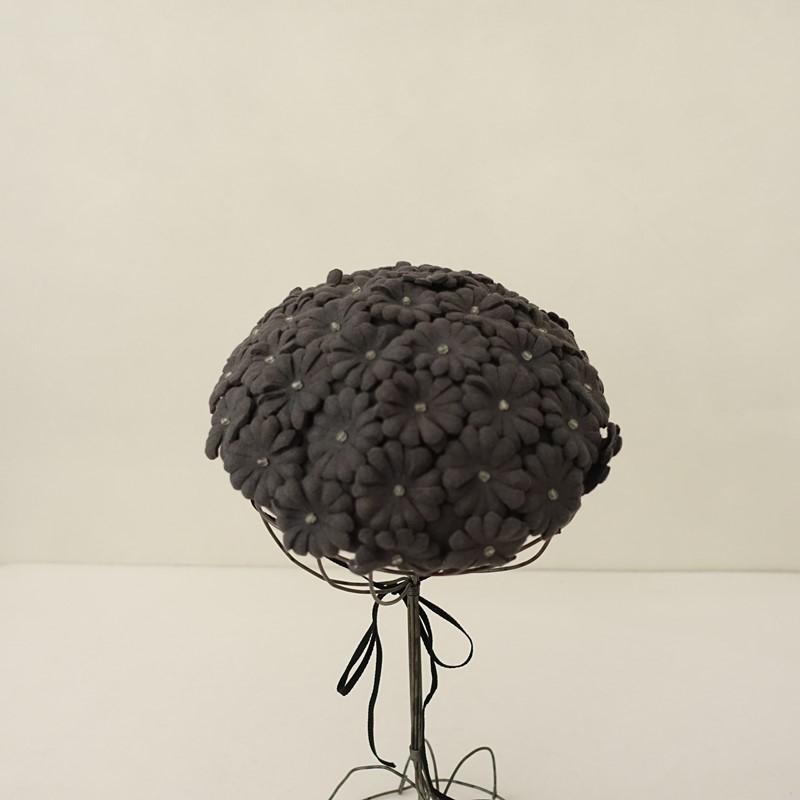 Sugri スグリ *フェルトフラワーミニベレー帽*ぼうしグレー1125(ha7