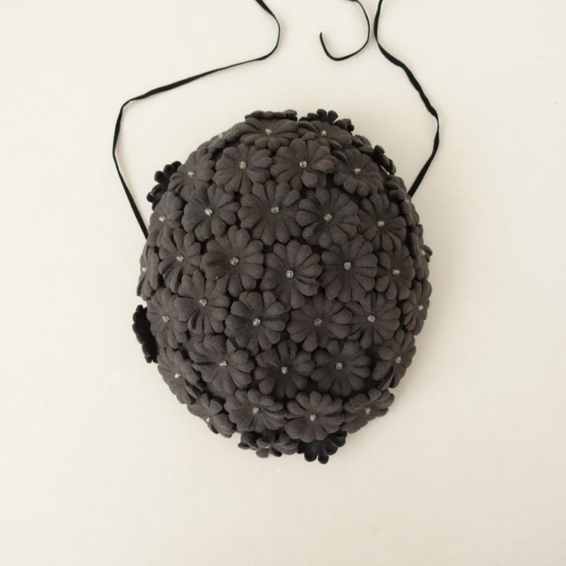 Sugri スグリ *フェルトフラワーミニベレー帽*ぼうしグレー1125(ha7