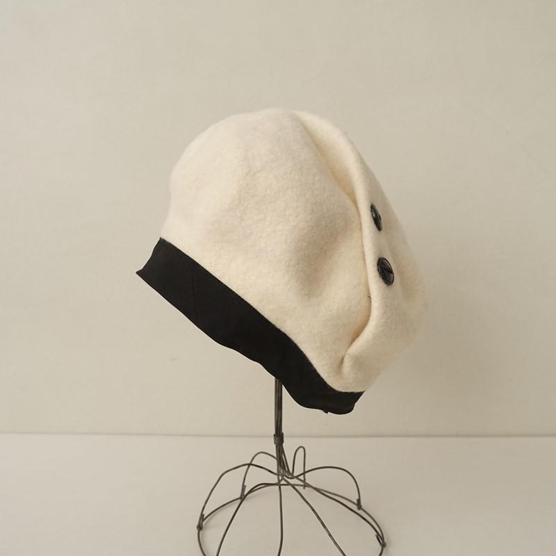 CA4LA（カシラ） *ウールフェルトベレー帽*ぼうし毛オフ白1225(ha7