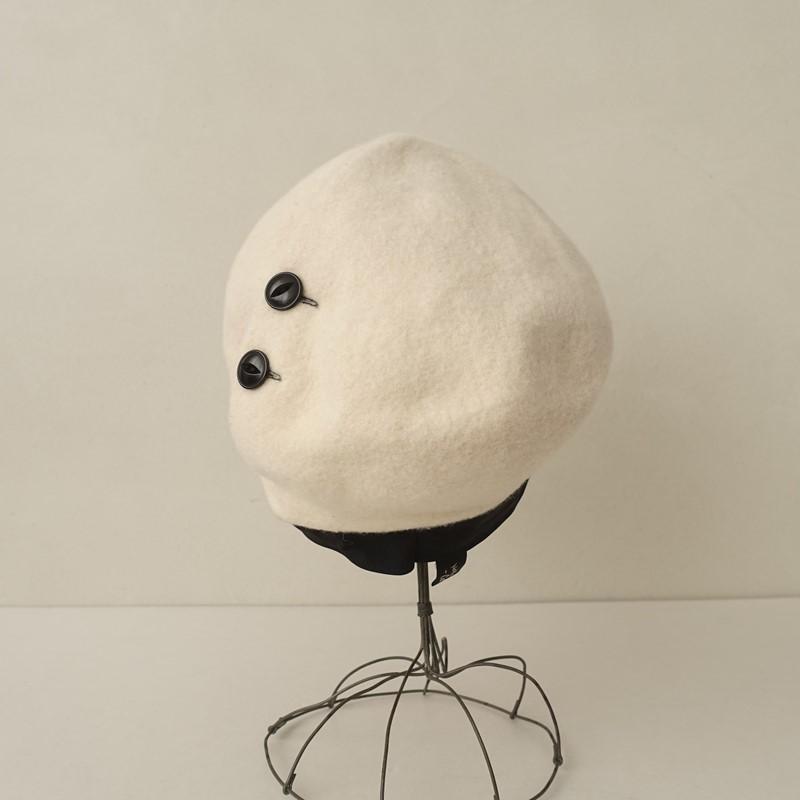 CA4LA（カシラ） *ウールフェルトベレー帽*ぼうし毛オフ白1225(ha7