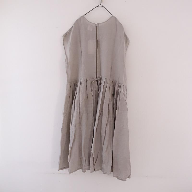 極美品☆Gauze# ガーゼ ノースリーブ ワンピース ベージュF チェック柄 Gauze#（ガーゼ） 【定価2.9万/美品】ガーゼ *アンティーク
