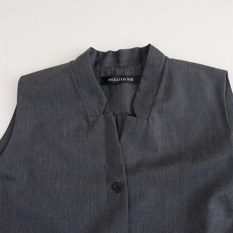 美品/定価2.6万】ミズイロインド mizuiro-ind *スタンドカラーフレア