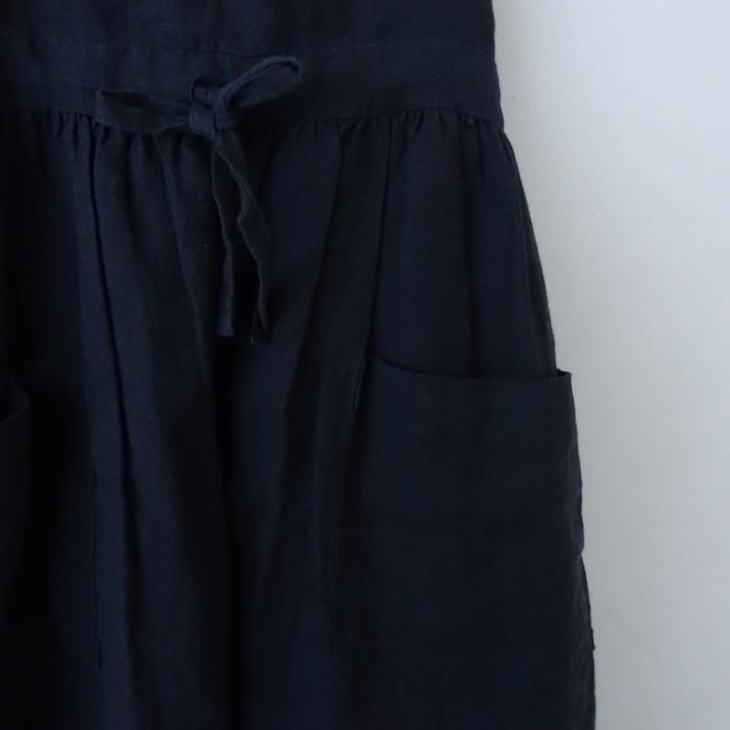 はりしごと fuku *エプロンワンピース*ハンドメイド麻リネン黒ブラック