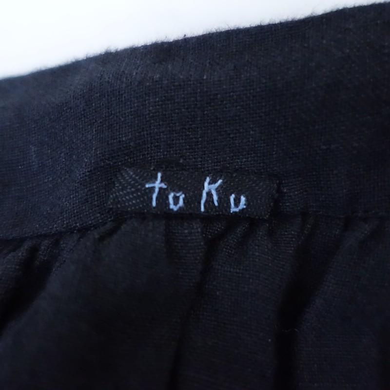 はりしごと fuku *エプロンワンピース*ハンドメイド麻リネン黒ブラック