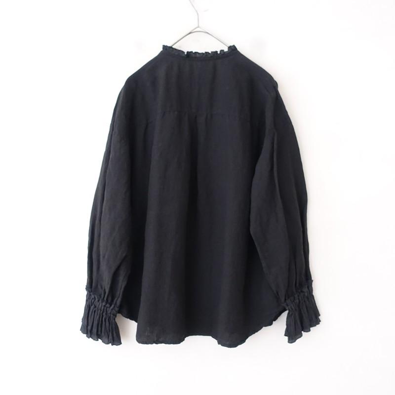 新品未使用　ネストローブ　リネンプルオーバ一　ゆったり　麻100% 日本製　黒 nest Robe（ネストローブ） 【定価2.8万】ネストローブ *リネン近江