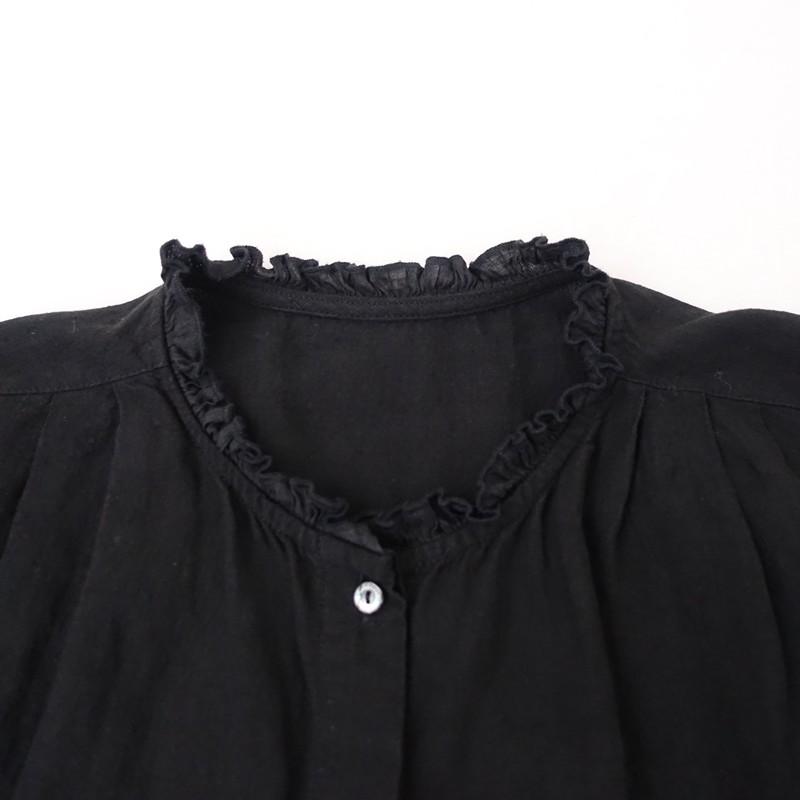ネストローブ nest robe 黒い半袖ボタンシャツ nest Robe（ネストローブ） 【定価2.8万】ネストローブ *リネン近江