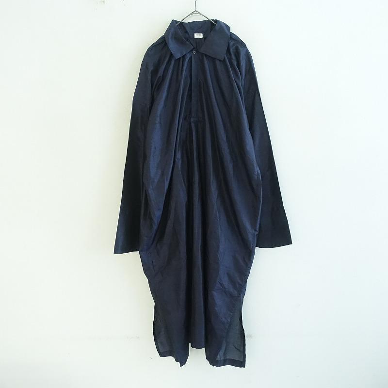 未使用】トゥー TOO *シルクワンピース*絹ネイビー紺ギャザー
