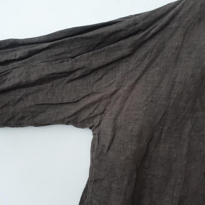 ネストローブ リネンフリルブラウス(茶色) Yahoo!オークション -「ネストローブ フリルブラウス」(Mサイズ) (長袖