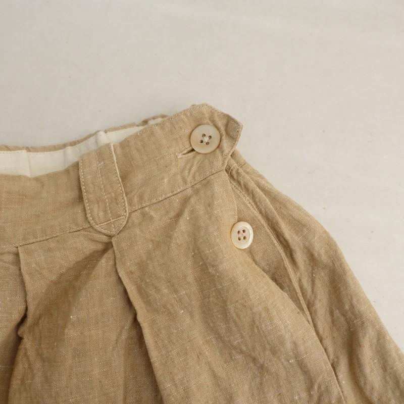 【定価7.1万】45R パトアシュ pate a chou *インドリネンのブルマパンツ*麻ベージュ裾ゴムタックワイド(j25-2511-225)【60L52】の画像