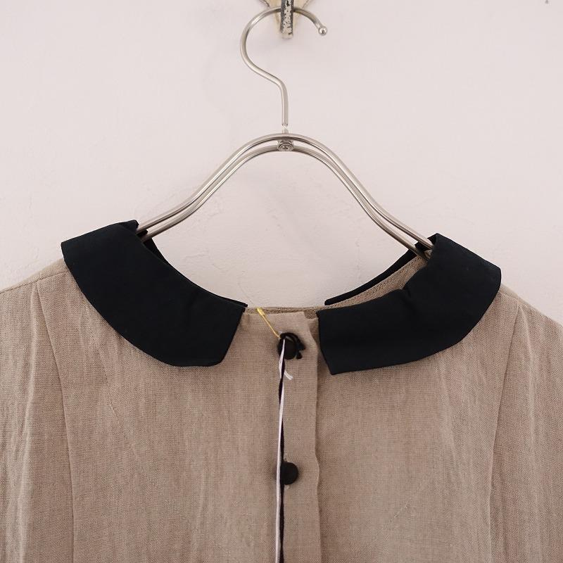 ▽▽magali ベルギーリネンブラウジング ワンピース ブラック ひきこま 