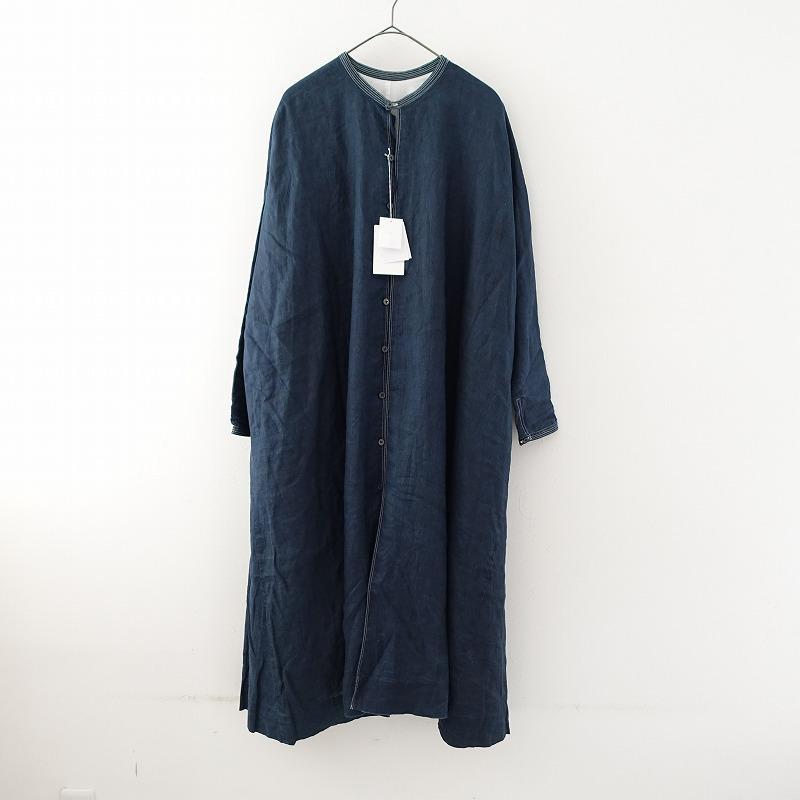未使用【Antiquités noir 】インディゴ リネンリボンワンピース テンセルリネンリボンワンピース 49AV JUNKO SHIMADA｜クロス