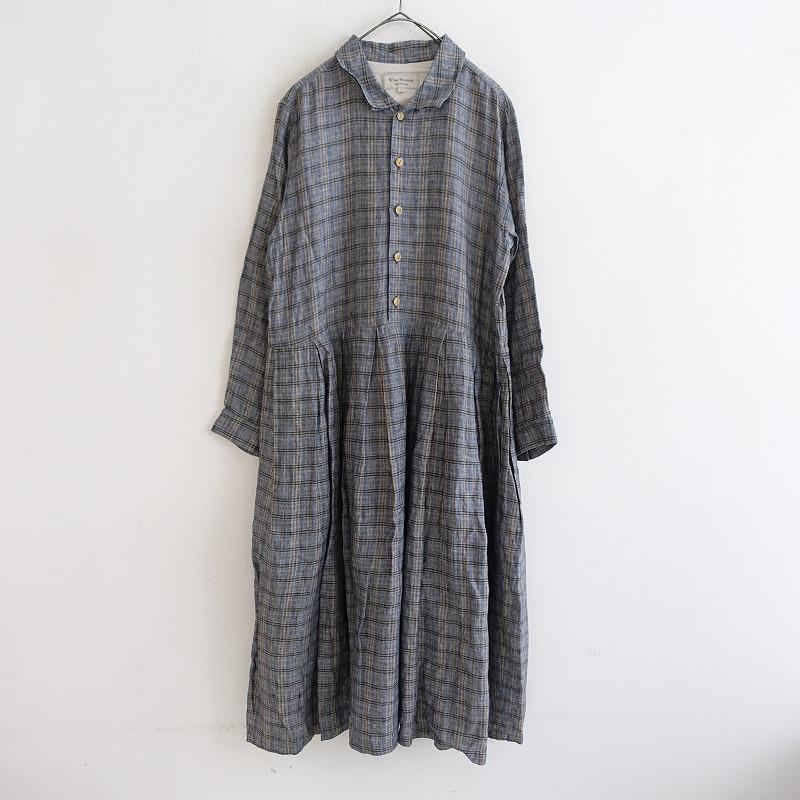 美品✨Vlas Blomme ヴラスブラム リネンシャツワンピース Vlas Blomme 【定価5.3万】ヴラスブラム *リネンチェックシャツ