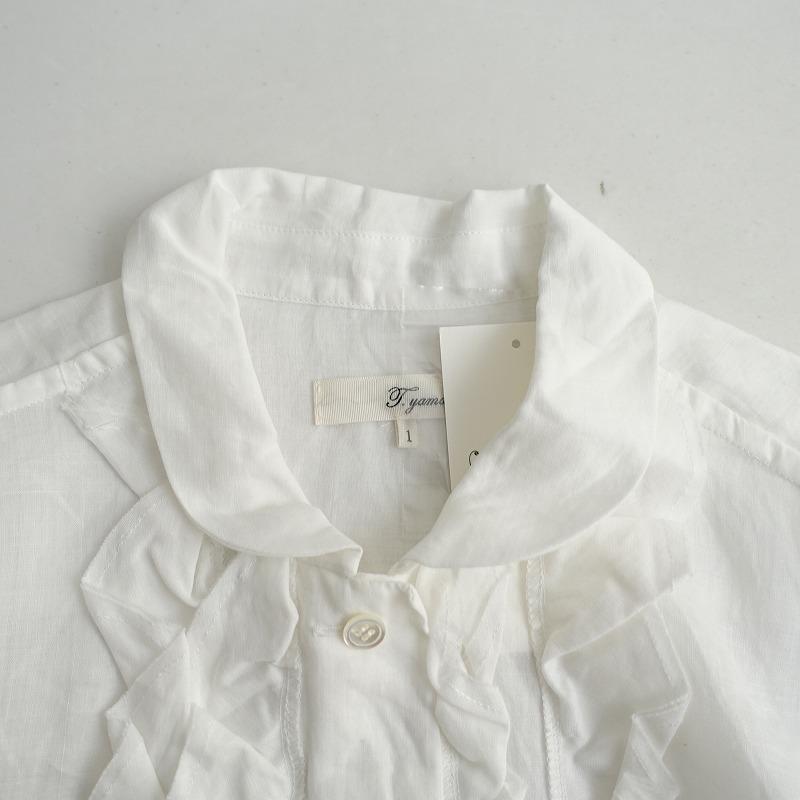 ティヤマイパリ T.yamai paris 長袖 フリル リネン混ブラウス 日本 t.yamai paris 【定価2.6万】ティヤマイパリ *ラミーフリル