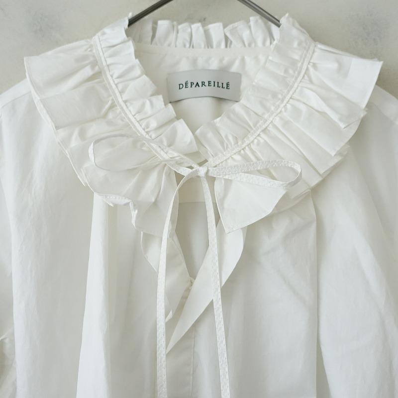 未使用/定価3.3万】デパリエ DEPAREILLE *フリルカラーブラウス 未使用/定価3.3万】デパリエ DEPAREILLE *フリルカラーブラウス
