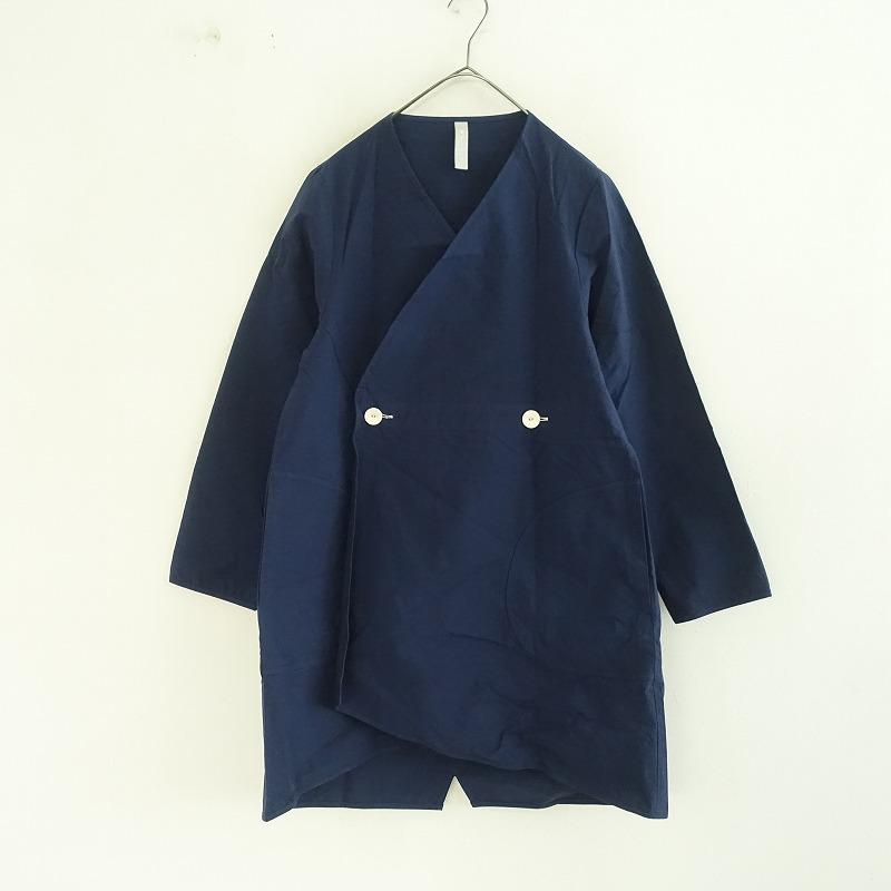 シロネ sirone *コットンノーカラーコットンコート*ジャケット紺
