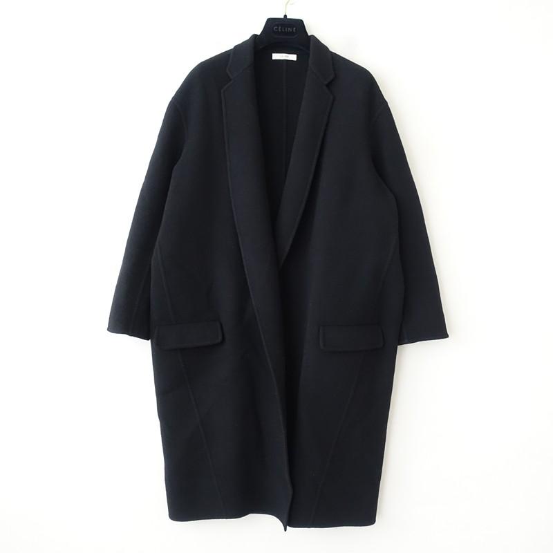 セリーヌ CELINE *エッグクロンビーカシミヤコート*40アウター黒
