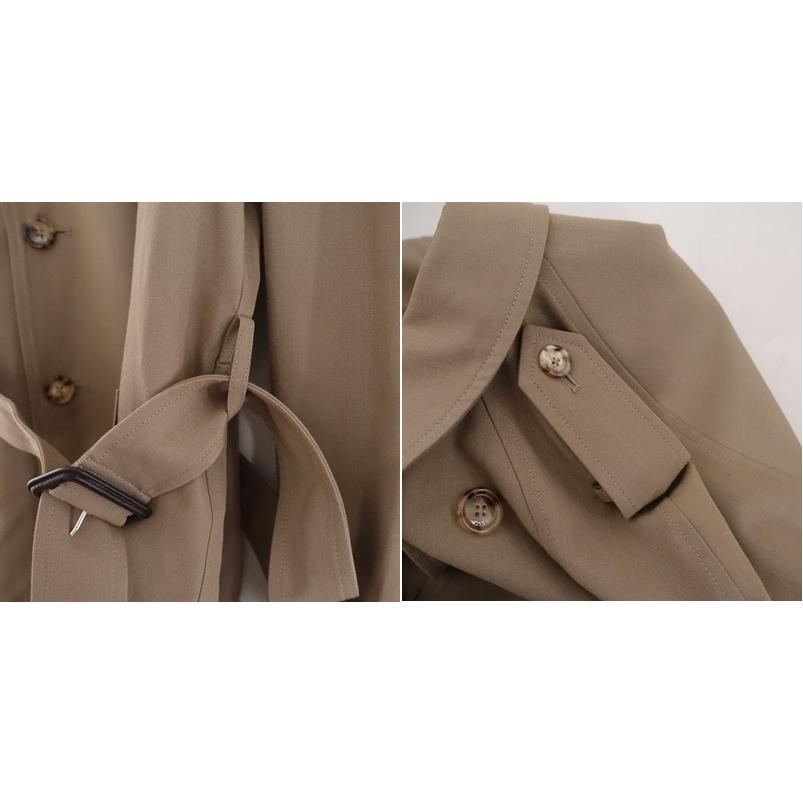 セリーヌ CELINE *トレンチコート*38ウールコットンベージュアウターダブルブレストジャケット毛綿(jk1-2602-264)【61C62a】の画像