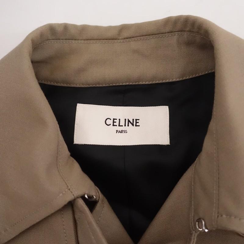 セリーヌ CELINE *トレンチコート*38ウールコットンベージュアウターダブルブレストジャケット毛綿(jk1-2602-264)【61C62a】の画像