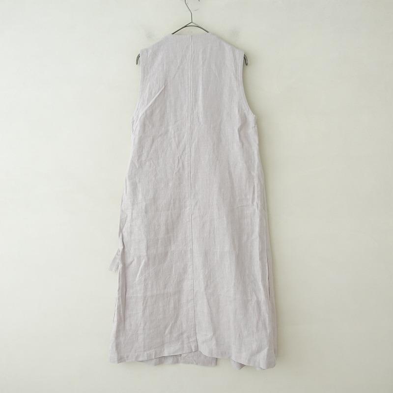 fog linen work リネンカシュクール　ロングジレ　ノーカラー fog linen work フォグリネンワーク *リネンカシュクールジレ