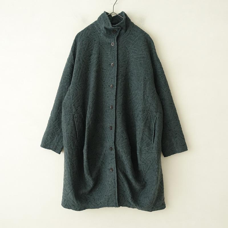 ✨美品✨センソユニコ　io comme io ハイネックロングコート　グリーン イオコムイオ io comme *ハイネックコクーンフリルコート*38モス