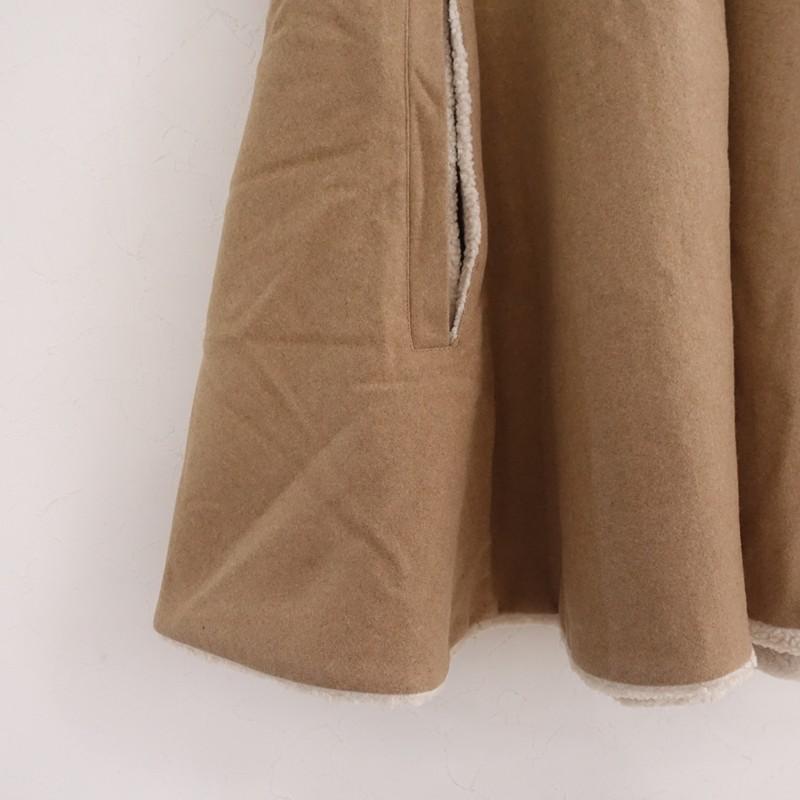 美品 CLANE リバーシブル ボア ミリタリー ケープコート ウール CLANE（クラネ） 【定価5.2万】クラネ *リバーシブルボアミリタリー