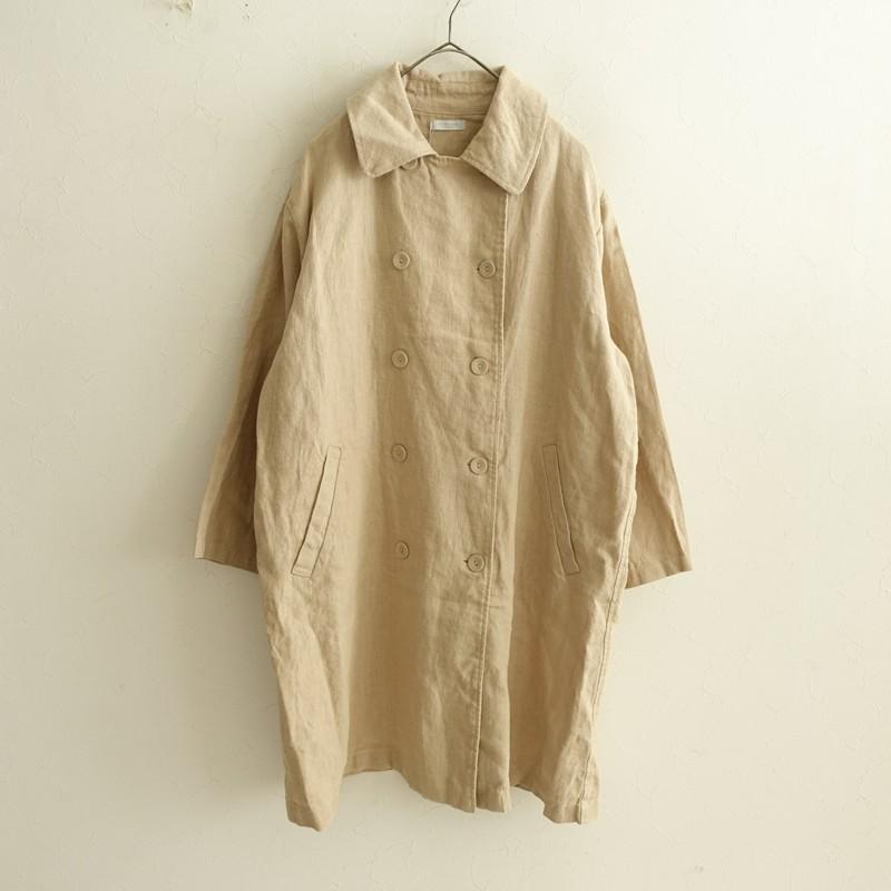 fog linen workリネン　ヘレナコート リネンデニム　ナチュラル フォグリネンワーク fog linen work *リネンダブルブレストコート